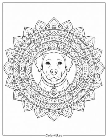 Dog Portrait Mandala coloring page