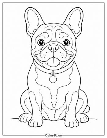 French Bulldog Sitting coloring page