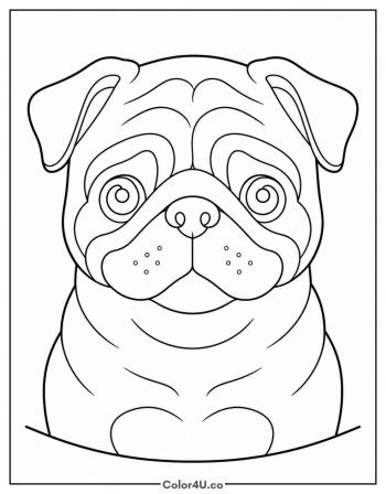 Pug Portrait coloring page
