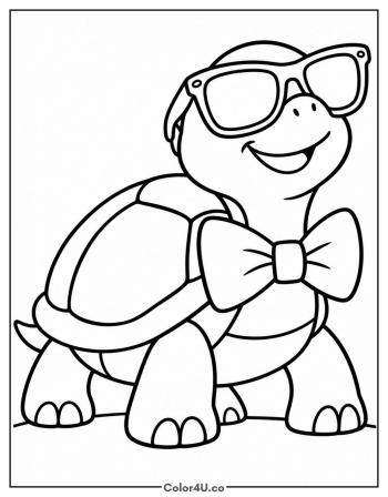 Turtle With Sunglasses and Bow Tie coloring page