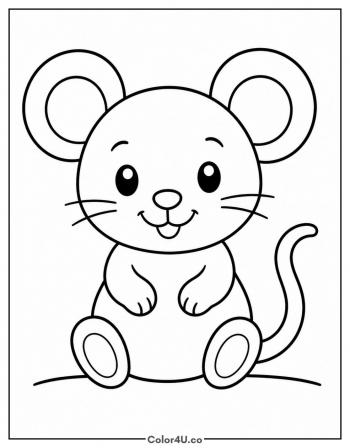 Baby Mouse Sitting Sweetly coloring page