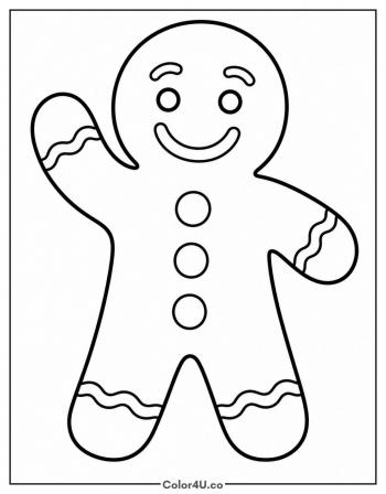 Gingerbread Man Waving coloring page