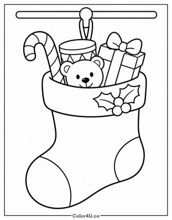 Christmas Stocking with Toys coloring page
