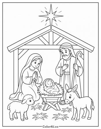 Nativity Scene coloring page