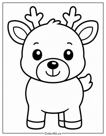 Big-Shapes Baby Reindeer coloring page