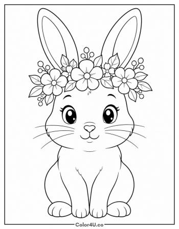 Rabbit with Flower Crown coloring page