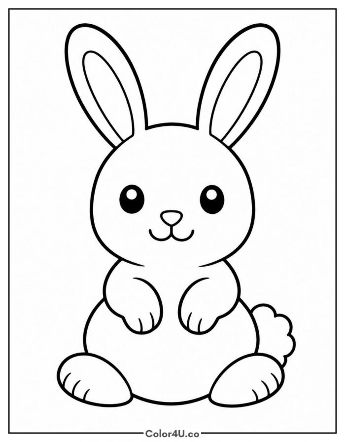 Simple bunny sitting up, easy rabbit coloring page, free printable