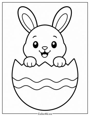 Baby Bunny in an Egg coloring page