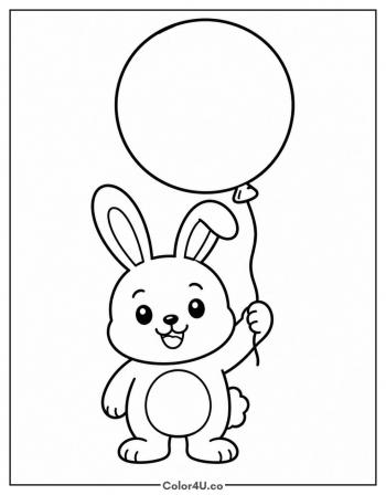 Bunny with a Balloon coloring page
