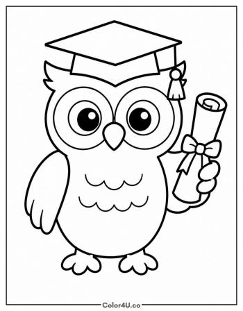 Valentine Owl Holding a Heart coloring page