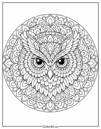Owl Mandala Portrait coloring page