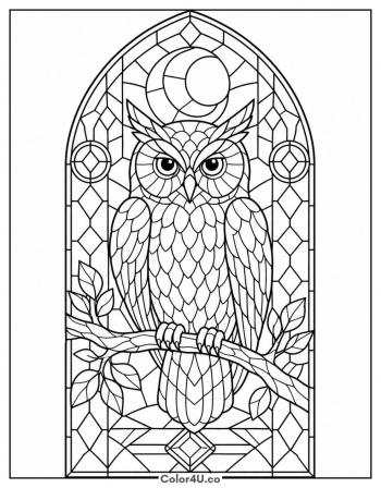 Stained-Glass Owl coloring page