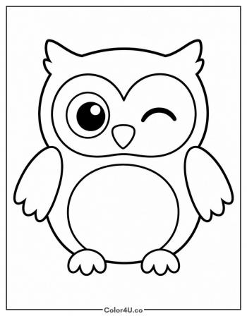 Cartoon Owl Winking coloring page