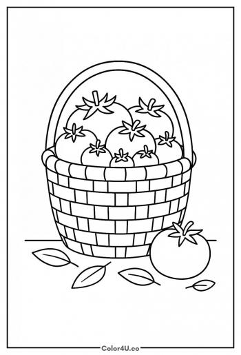 Basket of Fresh Tomatoes coloring page