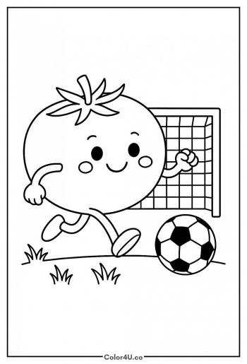 Tomato Playing Soccer coloring page