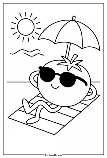 Tomato Relaxing at the Beach coloring page