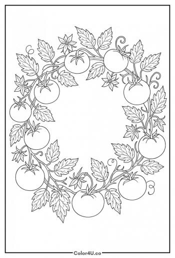 Tomato Vine Wreath coloring page