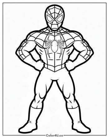 Easy Spider-Man Standing Tall coloring page