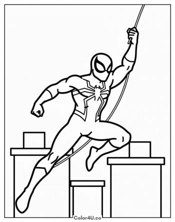 Easy Spider-Man Web Swing coloring page