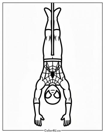 Spider-Man Hanging Upside Down coloring page