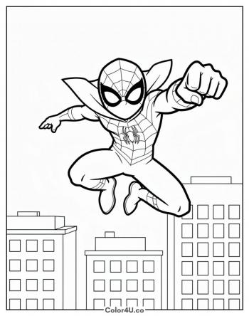 Miles Morales Leaping Into Action coloring page