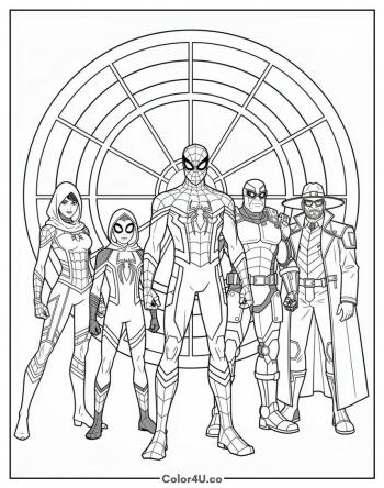 Spider-Verse Team Line-Up coloring page
