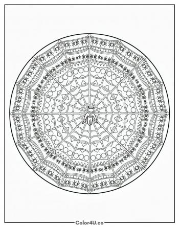 Spider-Man Web Mandala coloring page