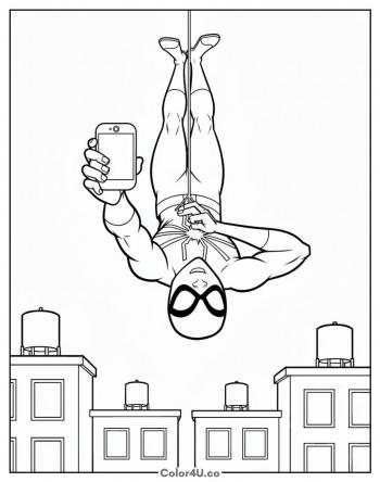Spider-Man Taking a Selfie coloring page