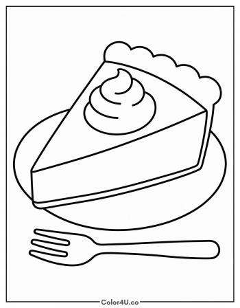 Slice of Pumpkin Pie with Whipped Cream coloring page