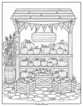 Pumpkin Farm Stand coloring page