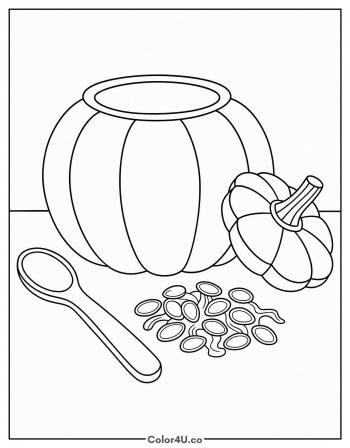 Pumpkin Cut Open with Seeds coloring page
