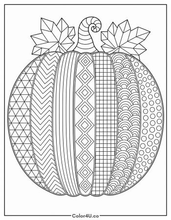 Geometric Patterned Pumpkin coloring page