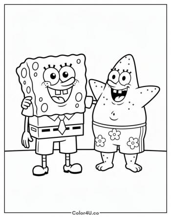 SpongeBob and Patrick Best Friends coloring page