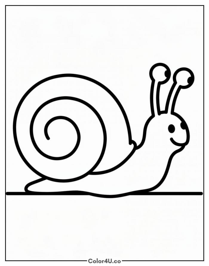 Gary the snail smiling with a spiral shell, easy SpongeBob SquarePants coloring page, free printable