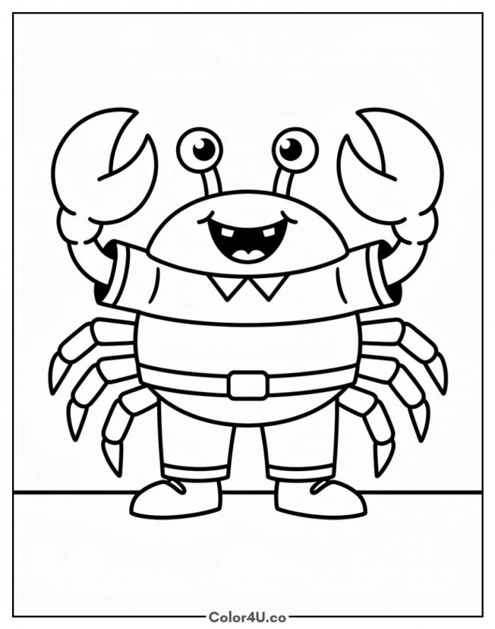 Mr. Krabs waving his claws and grinning, medium SpongeBob SquarePants coloring page, free printable