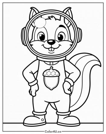 Sandy Cheeks in Her Diving Suit coloring page