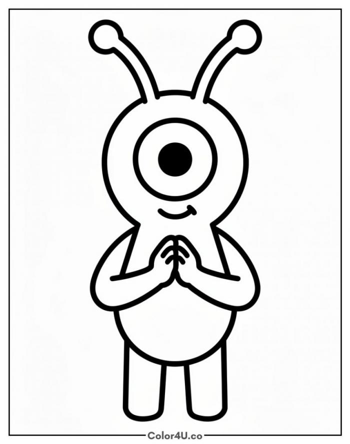 Plankton plotting with steepled hands, easy SpongeBob SquarePants coloring page, free printable