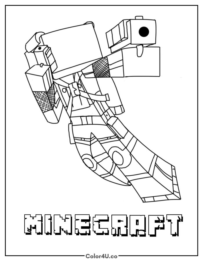 Minecraft Battle Jump Coloring Page