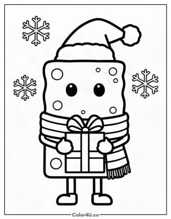 SpongeBob in a Santa Hat coloring page
