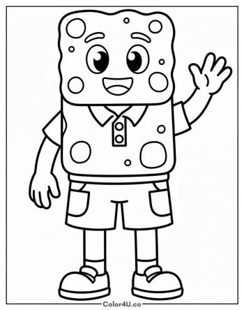 SpongeBob Smiling and Waving coloring page