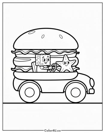 Driving the Patty Wagon coloring page