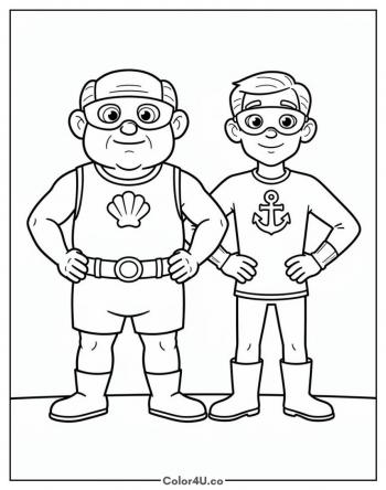 Mermaid Man and Barnacle Boy coloring page