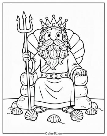 King Neptune with His Trident coloring page