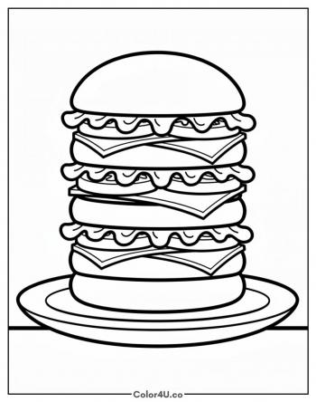 A Tall Stack of Krabby Patties coloring page