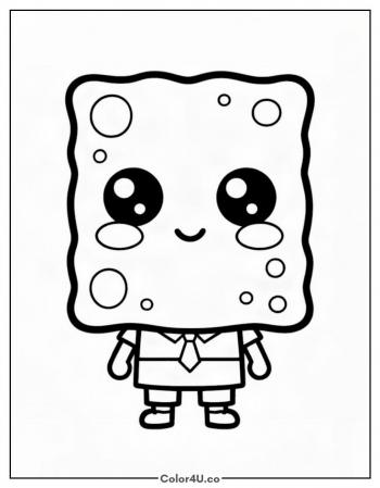 Chibi SpongeBob Kawaii Style coloring page