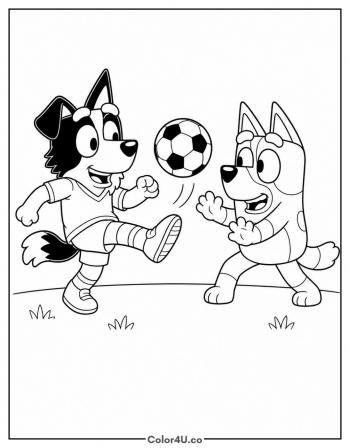 Mackenzie and Bluey Play Soccer coloring page
