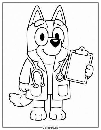 Bluey the Doctor coloring page