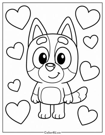 Chibi Bingo with Hearts coloring page