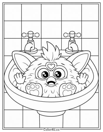 Chattermax in the Bathroom Sink coloring page