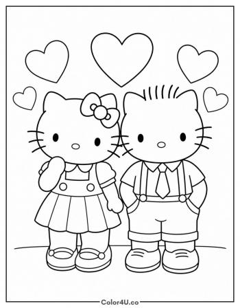 Hello Kitty and Dear Daniel coloring page